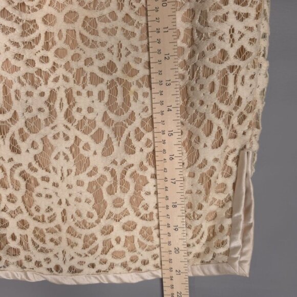 Kora Rae Women’s WOOL SILK Blend Beige Lace Pencil Skirt USA MADE No Size Tag S - Picture 10 of 16